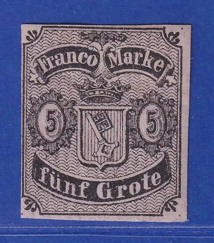 Bremen 1856 Wappen 5 Grote Mi.-Nr. 2 ungebraucht * 