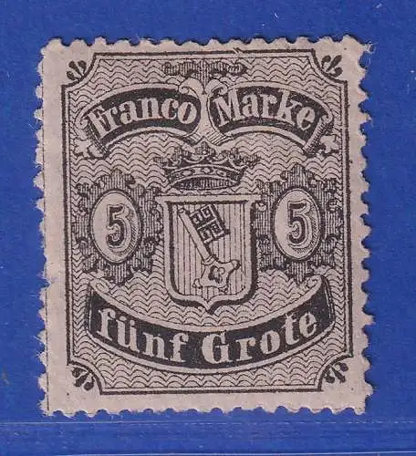 Bremen 1867 Wappen 5 Grote Mi.-Nr. 12 ungebraucht * 