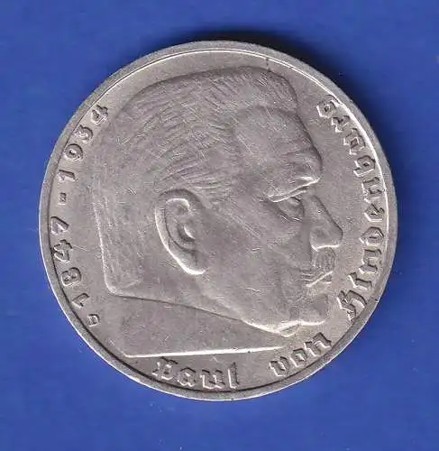 Dt. Reich Silbermünze 5-Reichsmark Hindenburg mit HK  1936 D vz