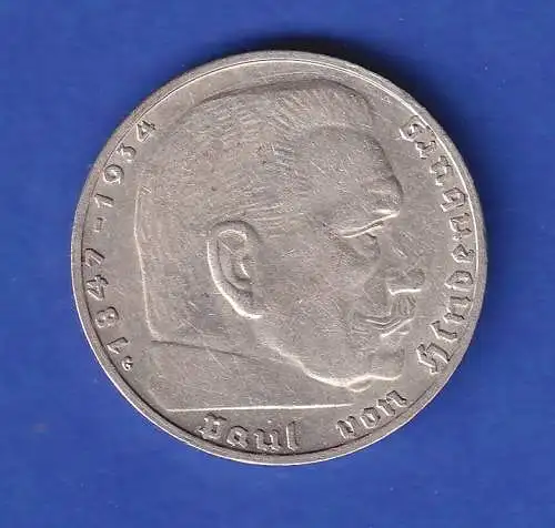 Dt. Reich Silbermünze 2-Reichsmark Hindenburg mit HK 1938 G vz