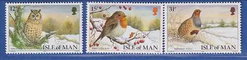 Isle of Man 1988 Weihnachten Vögel Mi.-Nr. 385-87 **/MNH
