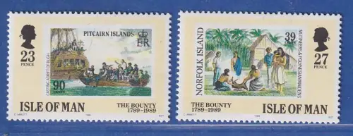 Isle of Man 1989 Meuterei Bonty Norfolk Insel Pitcairn Mi.-Nr. 402-03 **/MNH