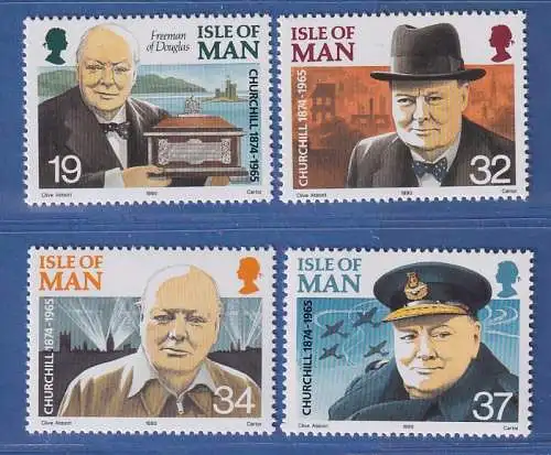 Isle of Man 1990 Winston Churchill, Politiker Mi.-Nr. 438-41 Satz kpl. **/MNH