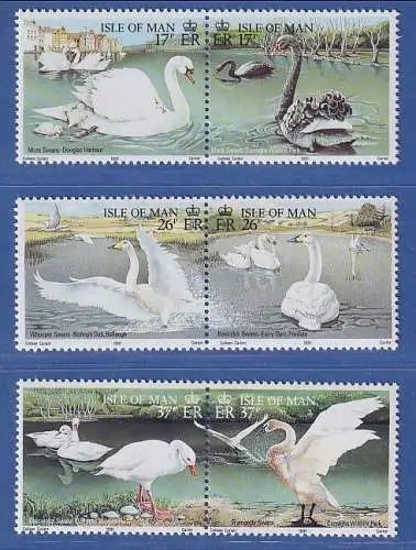 Isle of Man 1991 Schwäne Mi.-Nr. 478-83 Satz kpl.**/MNH