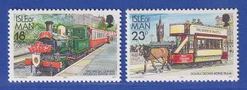 Isle of Man 1992 Straßenbahnen und Eisenbahnen Mi.-Nr. 490-91 **/MNH