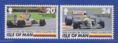 Isle of Man 1992 Gewinn Formel-1-WM durch Nigel Mansell Mi.-Nr. 528-29 **/MNH