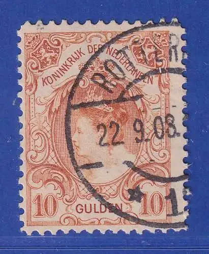 Niederlande 1905 Königin Wilhelmina 10 Gulden Mi.-Nr. 66 A  O ROTTERDAM