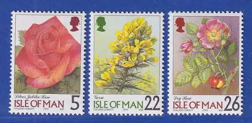 Isle of Man 1999 Freimarken Blumen Mi.-Nr. 807-09 **/MNH
