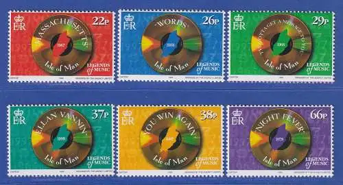 Isle of Man 1999 Musikgruppe Bee Gees Mi.-Nr. 835-40 Satz kpl. **/MNH