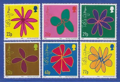 Isle of Man 2002 Paul McCartney Blumenzeichnungen Mi-Nr. 978-83 Satz kpl. **/MNH