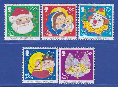 Isle of Man 2002 Weihnachten Europa Zirkus Mi-Nr. 1024-28 Satz kpl. **/MNH