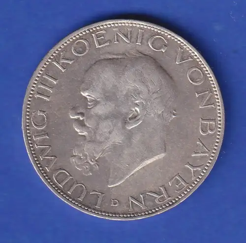 Bayern König Ludwig III. Silbermünze 3 Mark D 1914 vorzüglich