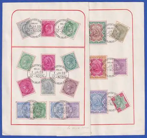 Indien 19 Werte aus Mi.-Nr. 31-57 auf 2 Vordruckblättern ideal O DELHI 1903