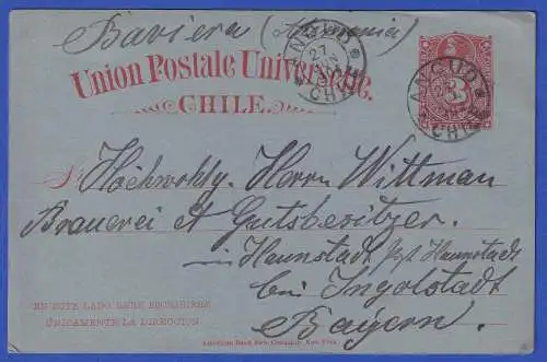 Chile GA Postkarte O ANCUD 1904 nach Haunstadt (Ingolstadt)
