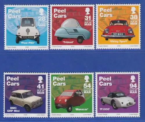 Isle of Man 2006 Automobile aus Peel Mi-Nr. 1307-12 Satz kpl.**/MNH