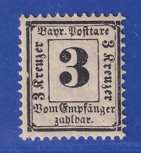 Bayern 1870 Portomarke 3 Kreuzer  Mi.-Nr. 3X  ungebraucht *