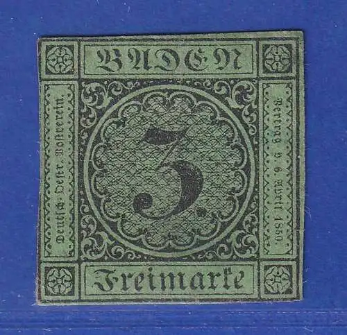 Baden 1853 Ziffer 3 Kreuzer Mi.-Nr. 6 (*)