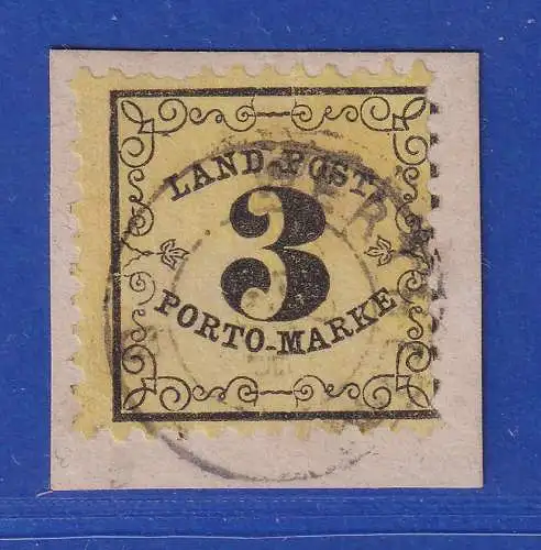 Baden 1862 Portomarke 3 Kreuzer Mi.-Nr. 2x O auf Briefstück  gpr. STEGMÜLLER BPP