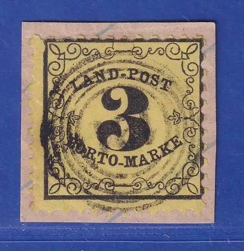 Baden 1862 Portomarke 3 Kreuzer Mi.-Nr. 2x  mit Fünfring-Nr.-O auf Briefstück