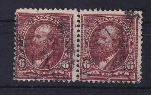 USA 1894 Präsident Garfield 6 Cents  Mi.-Nr. 94 waag. Paar gestempelt