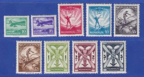 Ungarn 1933 Flugpostmarken  Mi.-Nr. 502-510 Satz kpl. ungebraucht *