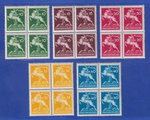 Ungarn 1933 Pfadfindertreffen Mi.-Nr. 511-515 Viererblocks postfrisch **