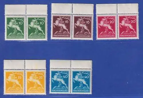Ungarn 1933 Pfadfindertreffen Mi.-Nr. 511-515 Oberrandpaare postfrisch **