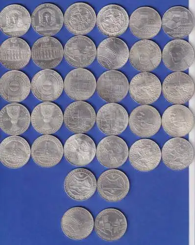 Österreich Silbermünzen 100 Schilling je Motiv meist 2-fach, insgesamt 34 Stück 