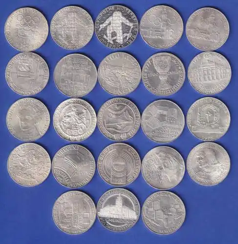 Österreich Silbermünzen 100 Schilling 1975-79, alle Motive, insgesamt 23 Stück 