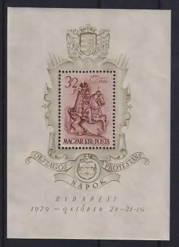 Ungarn 1939 Bethlen Gábor Mi.-Nr. Block 5 postfrisch **