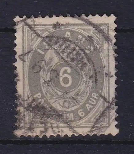 Island 1876 Ziffer mit Krone 6 Aurar Mi.-Nr. 7A gestempelt