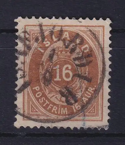 Island 1876 Ziffer mit Krone 16 Aurar  Mi.-Nr. 9A  gestempelt