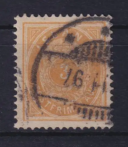Island 1882 Ziffer mit Krone 3 Aurar  Mi.-Nr. 12A  gestempelt