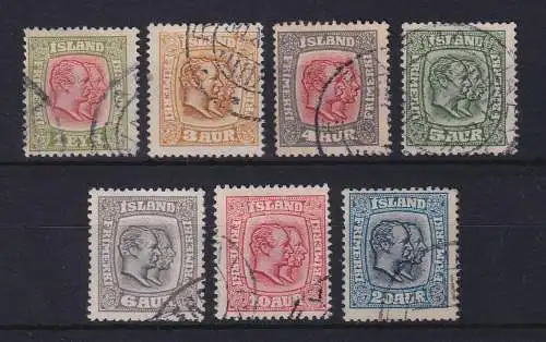 Island 1915/18 Könige Christian IX. und Frederik VIII. Mi.-Nr. 76-82 gestempelt