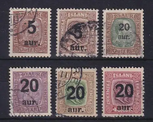 Island 1921/22 Neuer Wertaufdruck Mi.-Nr. 104-109 gestempelt