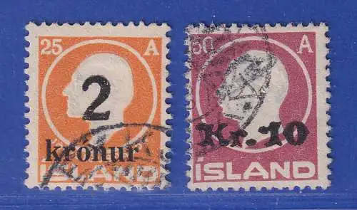 Island 1925/26 Neuer Wertaufdruck Mi.-Nr. 119-120 gestempelt