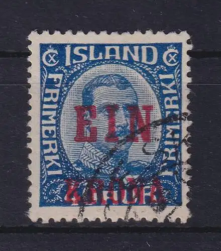 Island 1926 Neuer Wertaufdruck rot 1 Krona Mi.-Nr. 121 gestempelt