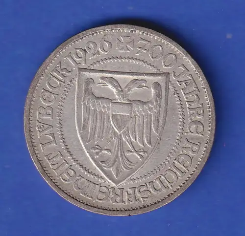 Dt. Reich Silbermünze 700 Jahre Lübeck 3 Reichsmark 1926 A ss