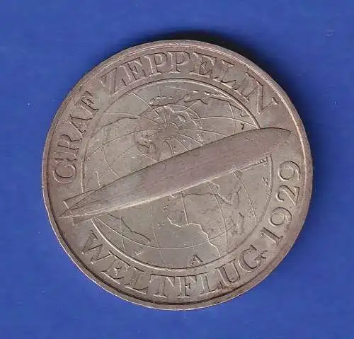 Dt. Reich Silbermünze Zeppelin 3 Reichsmark 1930 A ss