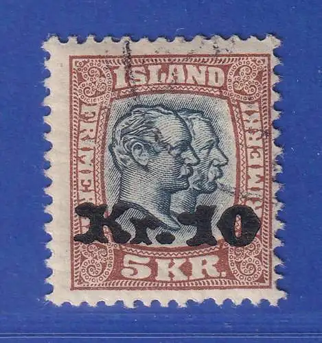 Island 1930 Neuer Wertaufdruck 10 Kr. Mi.-Nr. 141 gestempelt