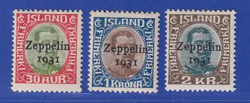 Island 1931 Flugpostmarken Zeppelin Islandfahrt Mi.-Nr. 147-149 ungebraucht *