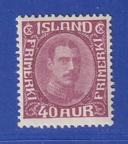 Island 1932 König Christian X. 40 Aurar Mi.-Nr. 164 ungebraucht *