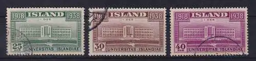 Island 1938 Universität Reykjavik  Mi.-Nr. 200-202 gestempelt
