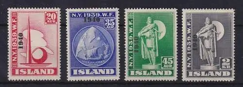 Island 1940 Weltausstellung mit Aufdruck 1940 Mi.-Nr. 218-221 ungebraucht *