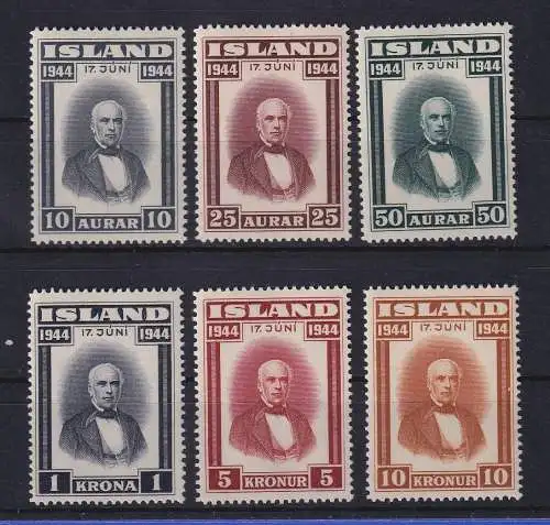 Island 1944 Ausrufung der Republik  Mi.-Nr. 231-236 Satz kpl. postfrisch **