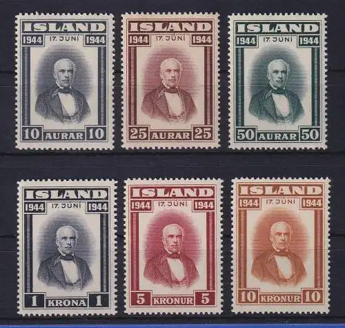 Island 1944 Ausrufung der Republik Mi.-Nr. 231-236 Satz ** 