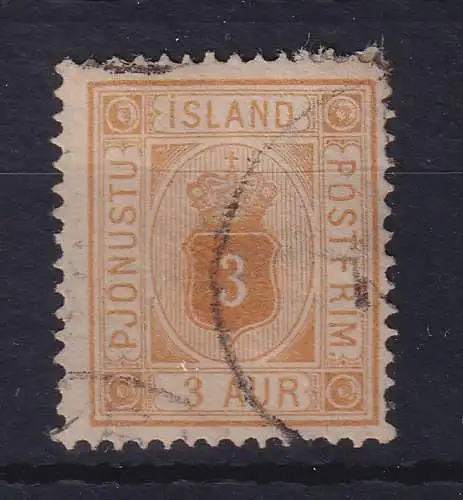 Island 1882 Dienstmarke 3 Aurar Mi.-Nr. 3A gestempelt