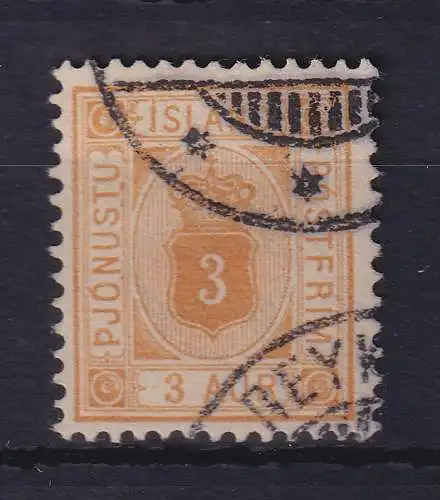 Island 1896 Dienstmarke 3 Aurar Mi.-Nr. 3B gestempelt