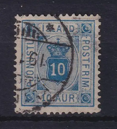 Island 1884 Dienstmarke 10 Aurar Mi.-Nr. 5Aa gestempelt