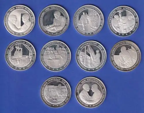 Sammlung 10 Silber-Medaillen Konrad Adenauer je 31,10g Ag925  (ges. 311g)